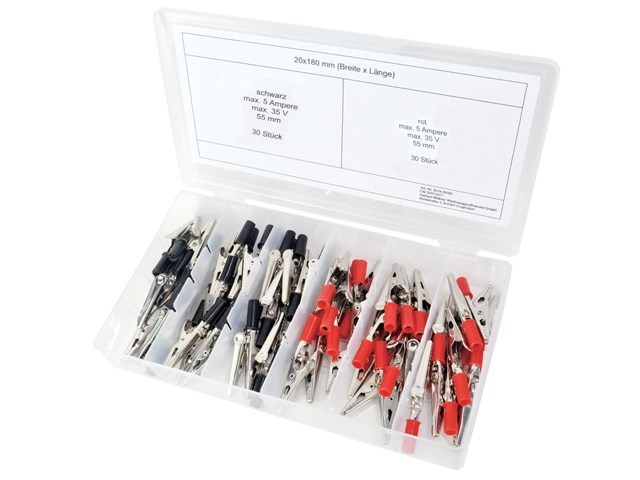 ELEKTRO SPOJE / ŠTIPALJKE – KROKODIL SET OD 60 KOMADA BOX-KK60– set od 60 komada za brzo i sigurno spajanje električnih vodova.