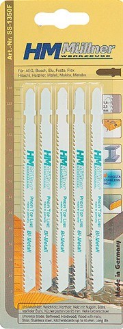 LISTOVI ZA UBODNU PILU HM SET 5 DIJELOVA SS-1350F – Set od pet listova za ubodnu pilu s T-prihvatom.