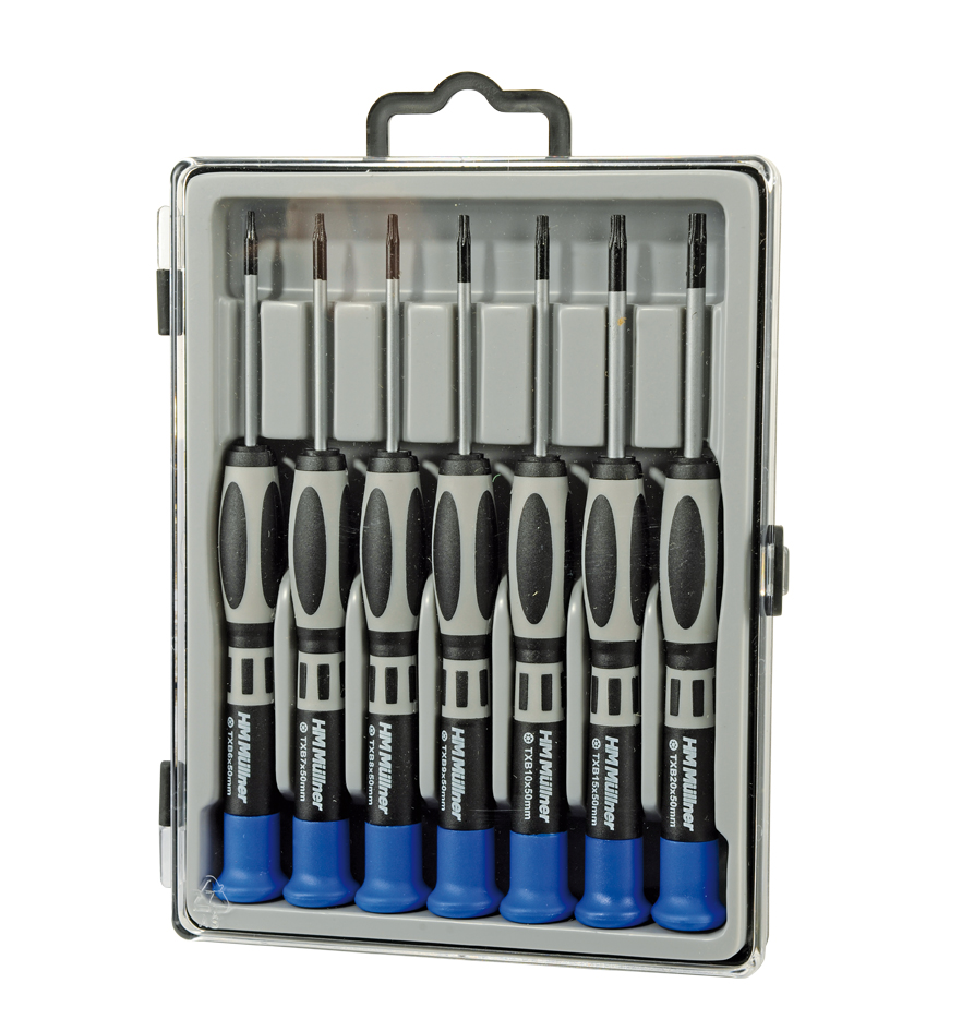 Torx odvijači / precizni / 7-dijelni set PS7-T – set finih odvijača za precizno zavrtanje Torx vijaka, idealan za elektroniku i preciznu mehaniku.