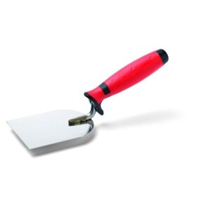 Mala zidarska žlica za gips širine 60 mm, model 54054, sa sječivom od nehrđajućeg čelika i ergonomskim drvenim rukohvatom za precizno fugiranje i popravke.