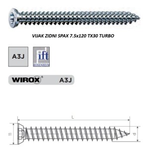 ZIDNI VIJAK SPAX 7.5X120 TX30 Turbo vijak