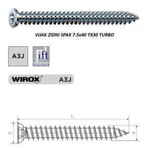 ZIDNI VIJAK SPAX 7.5X40 TX30 Turbo vijak