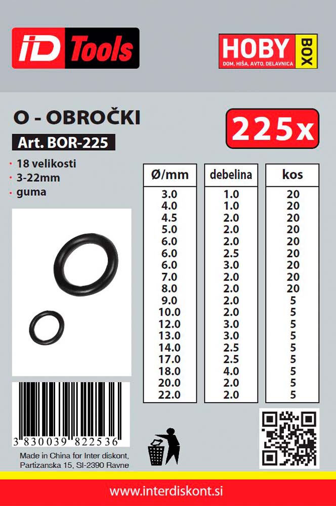 BRTVE / O-PRSTENOVI KUTIJA BOR-225