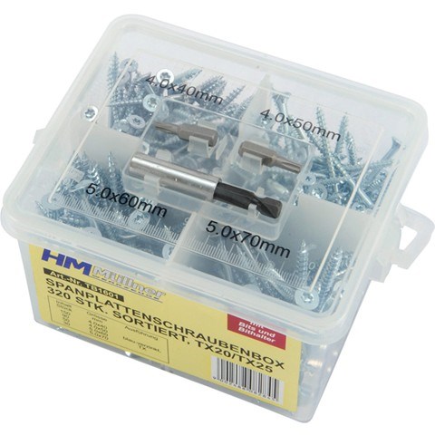 VIJCI ZA DRVO TORX SET 980 KOMADA TB1602 - Veliki set vijaka s Torx prihvatom za drvene konstrukcije, 980 komada, u PVC kutiji.