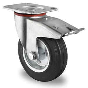 KOTAČ METALNI 80MM / GUMA / S KOČNICOM