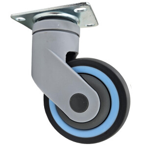 Okretni kotač 125 MM TPR – Fleksibilni okretni kotač (gumen, Silent), za težu opremu u uredima i tihim okruženjima.
