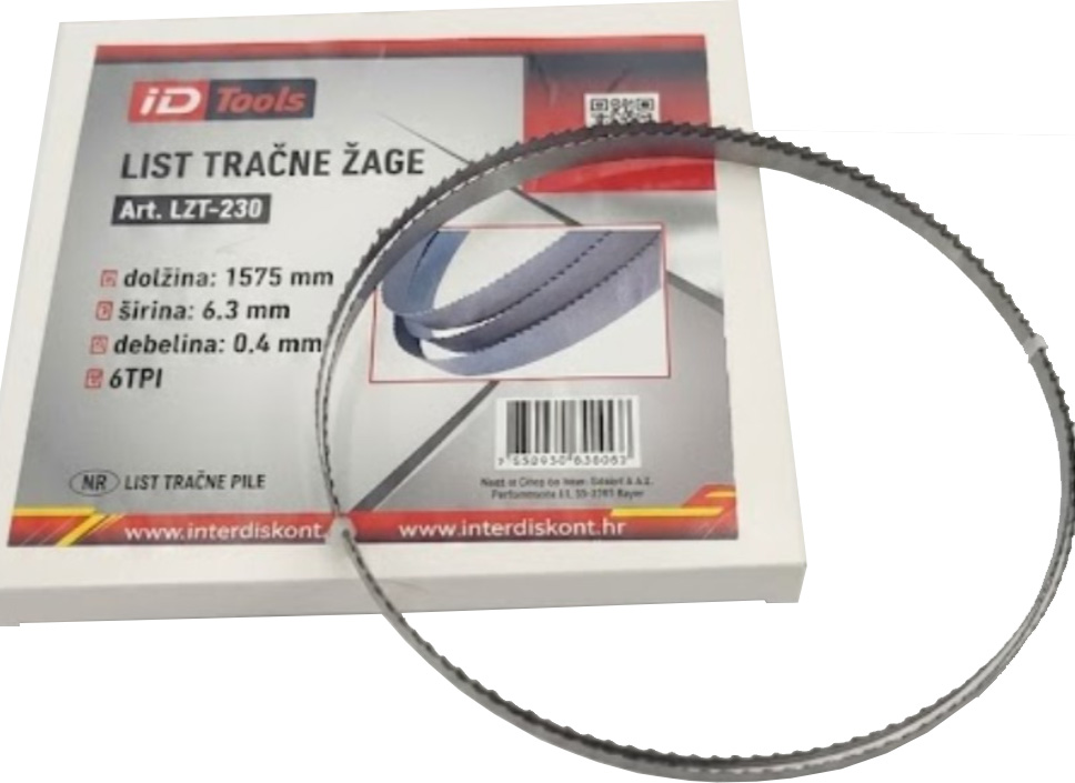 LIST ZA TRAČNU PILU ZA DRVO 1575 X 6.3 X 0.4 MM - LZT-230 tračni list 6 TPI