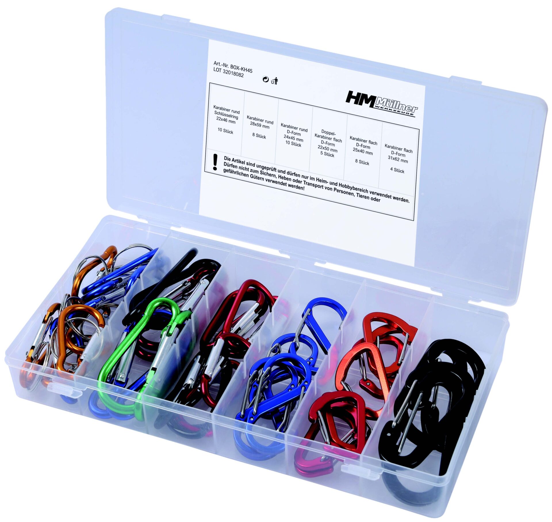 KARABINI / ALU-BARVNI 45-DJELNI SET BOX-KH45